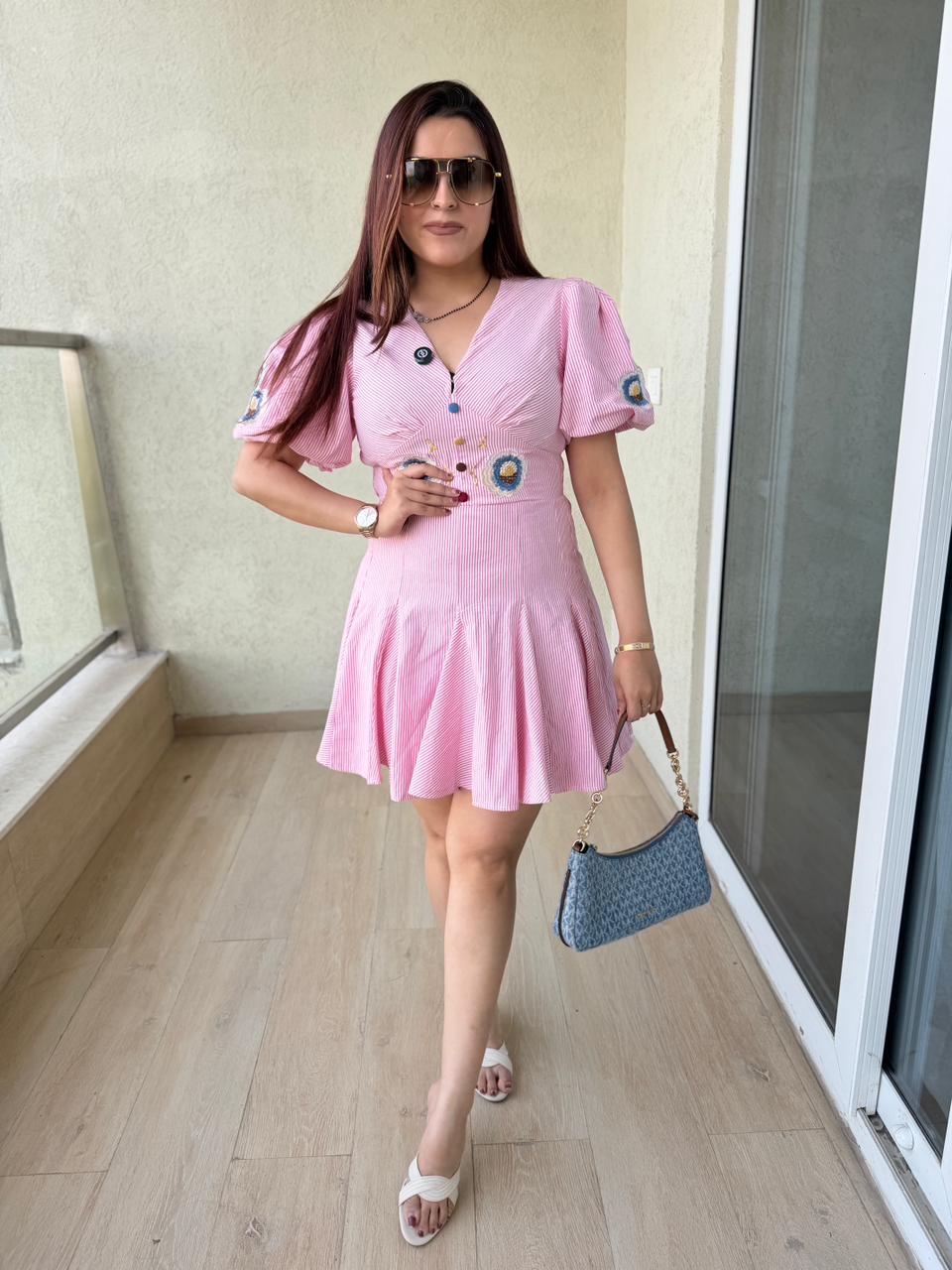 Skyline Bloom Stripe Mini Dress