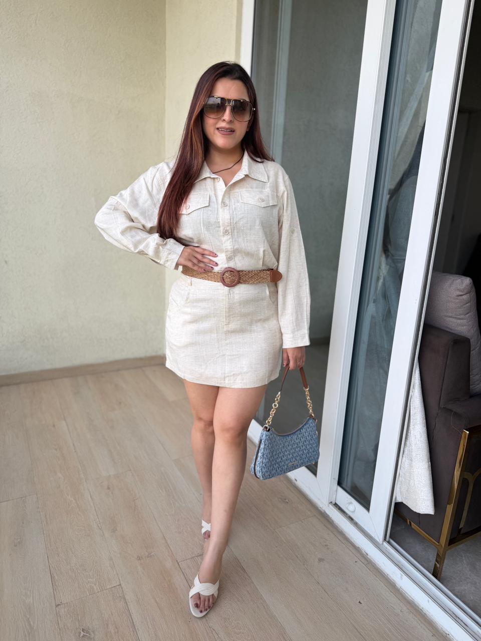 Sahara Chic Linen Shirt Dress