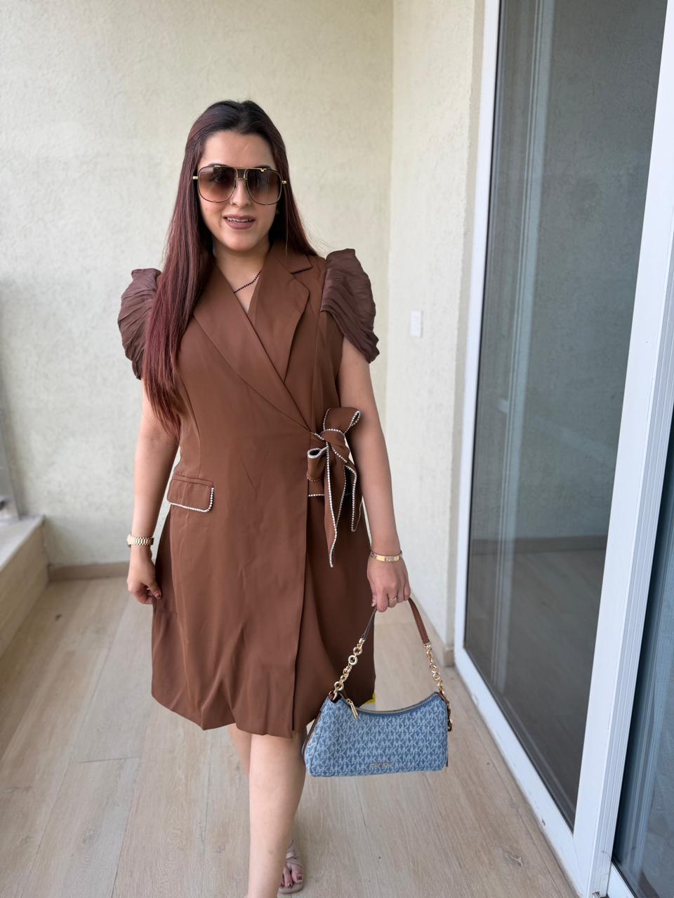 Cocoa Glam Wrap Midi Dress