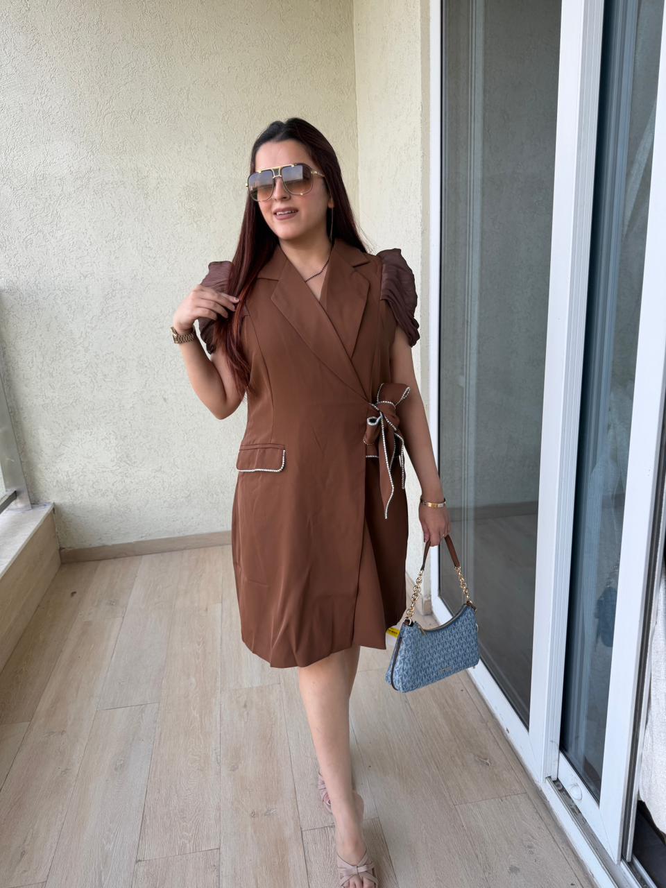Cocoa Glam Wrap Midi Dress