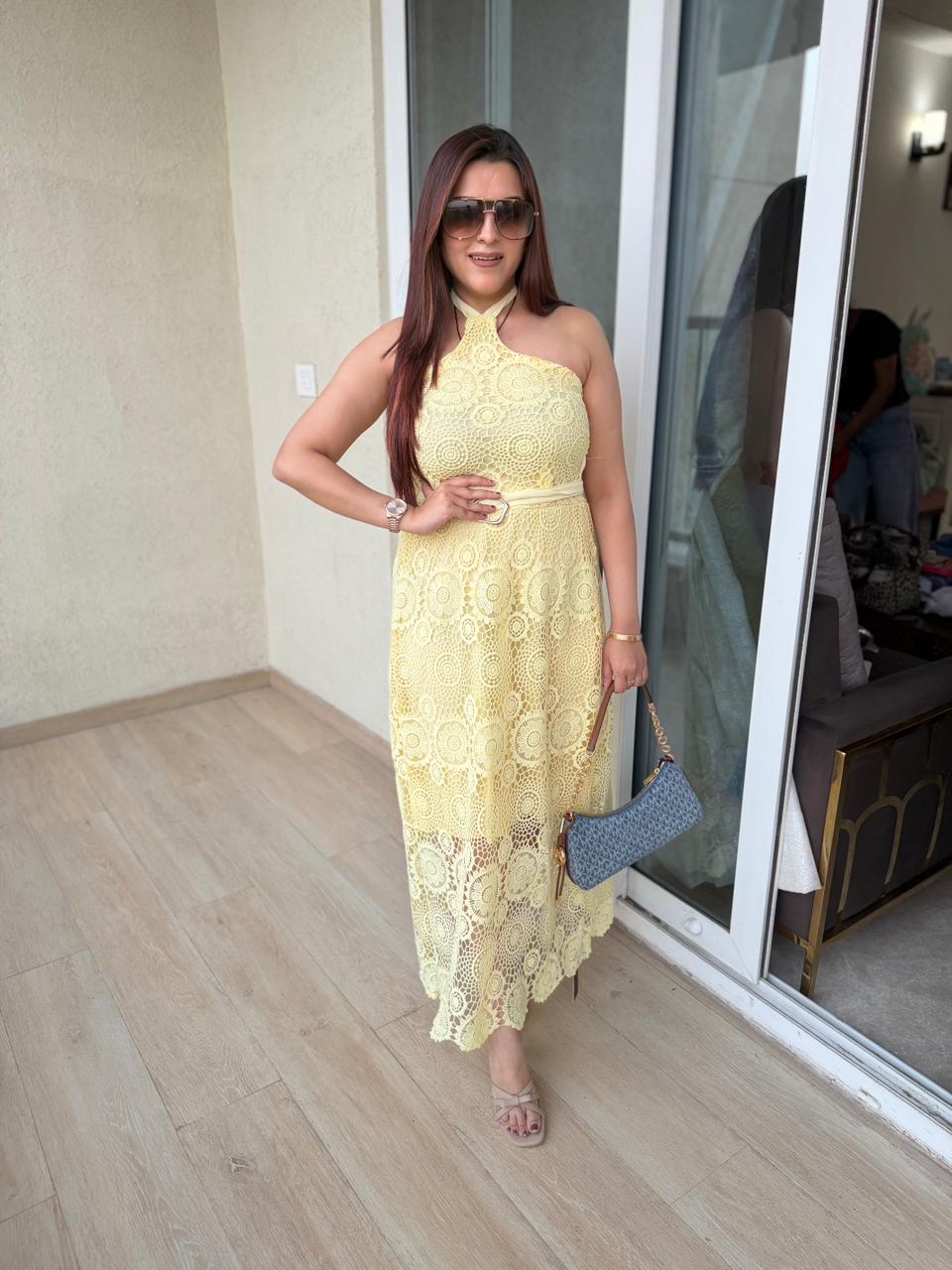 Sunshine Lace Halter Maxi Dress