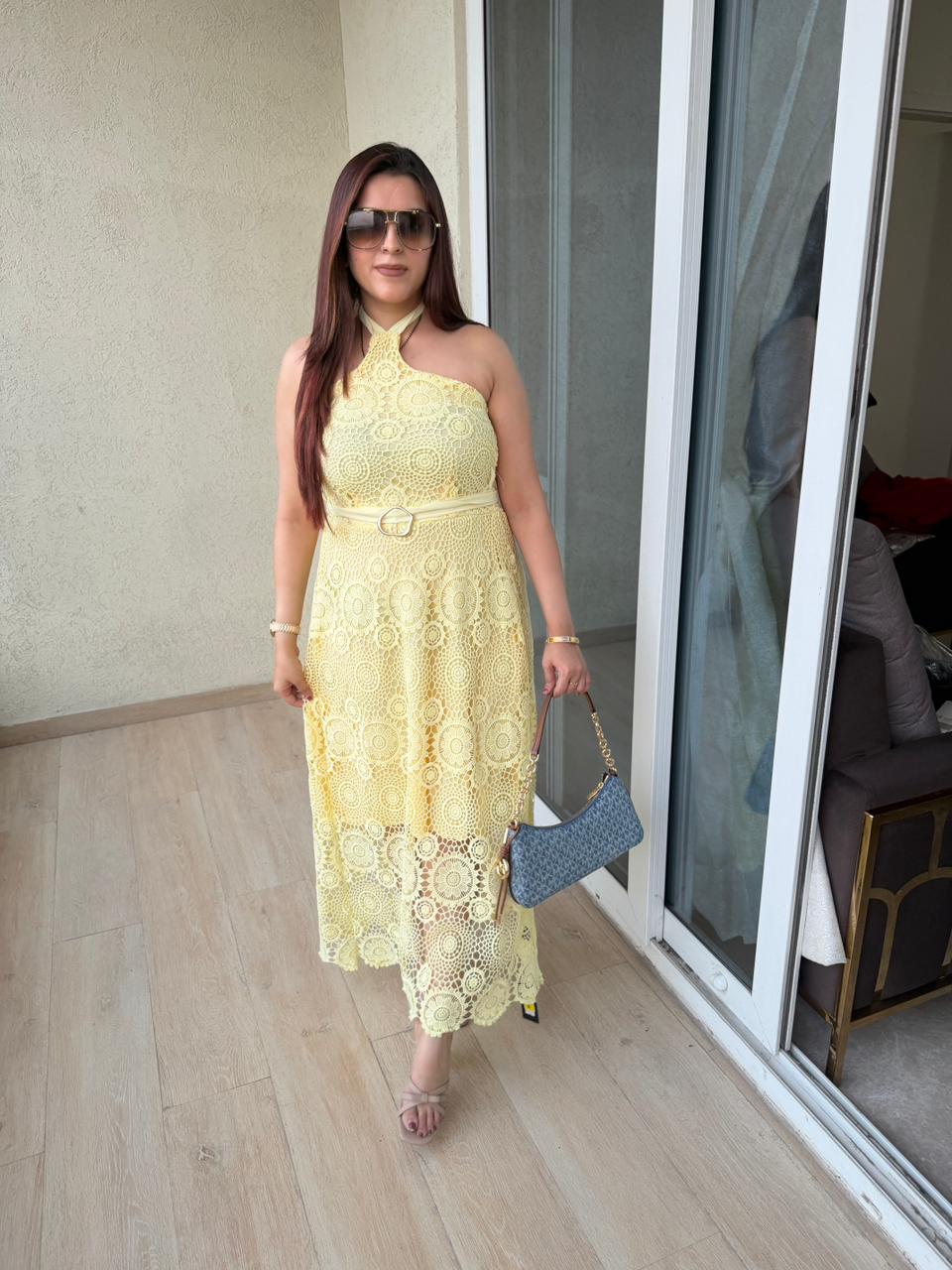 Sunshine Lace Halter Maxi Dress