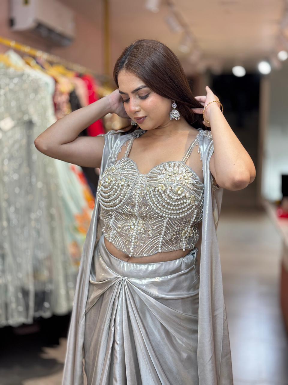 Moonlight Pearl Indo western set