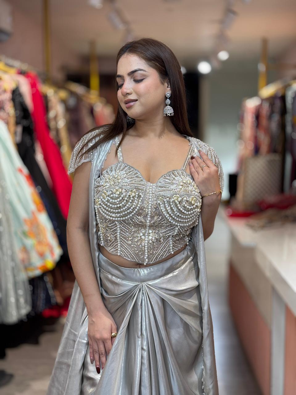Moonlight Pearl Indo western set