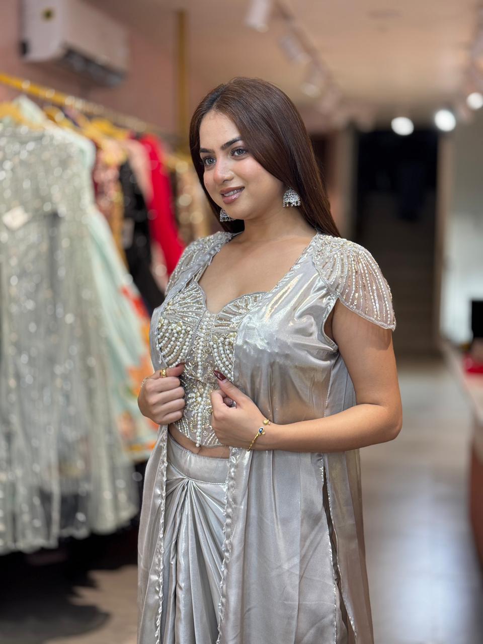 Moonlight Pearl Indo western set