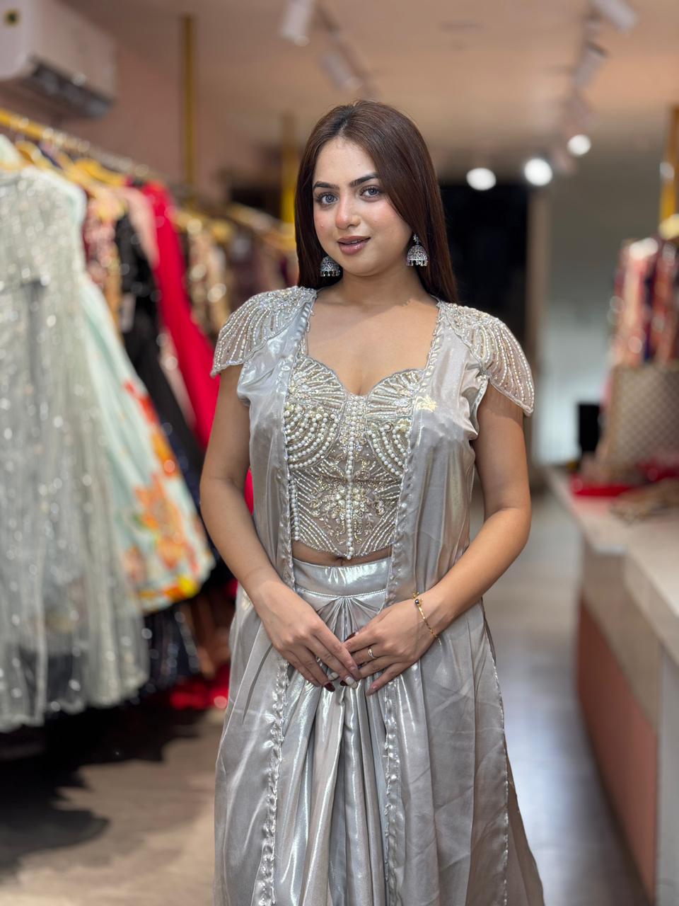 Moonlight Pearl Indo western set