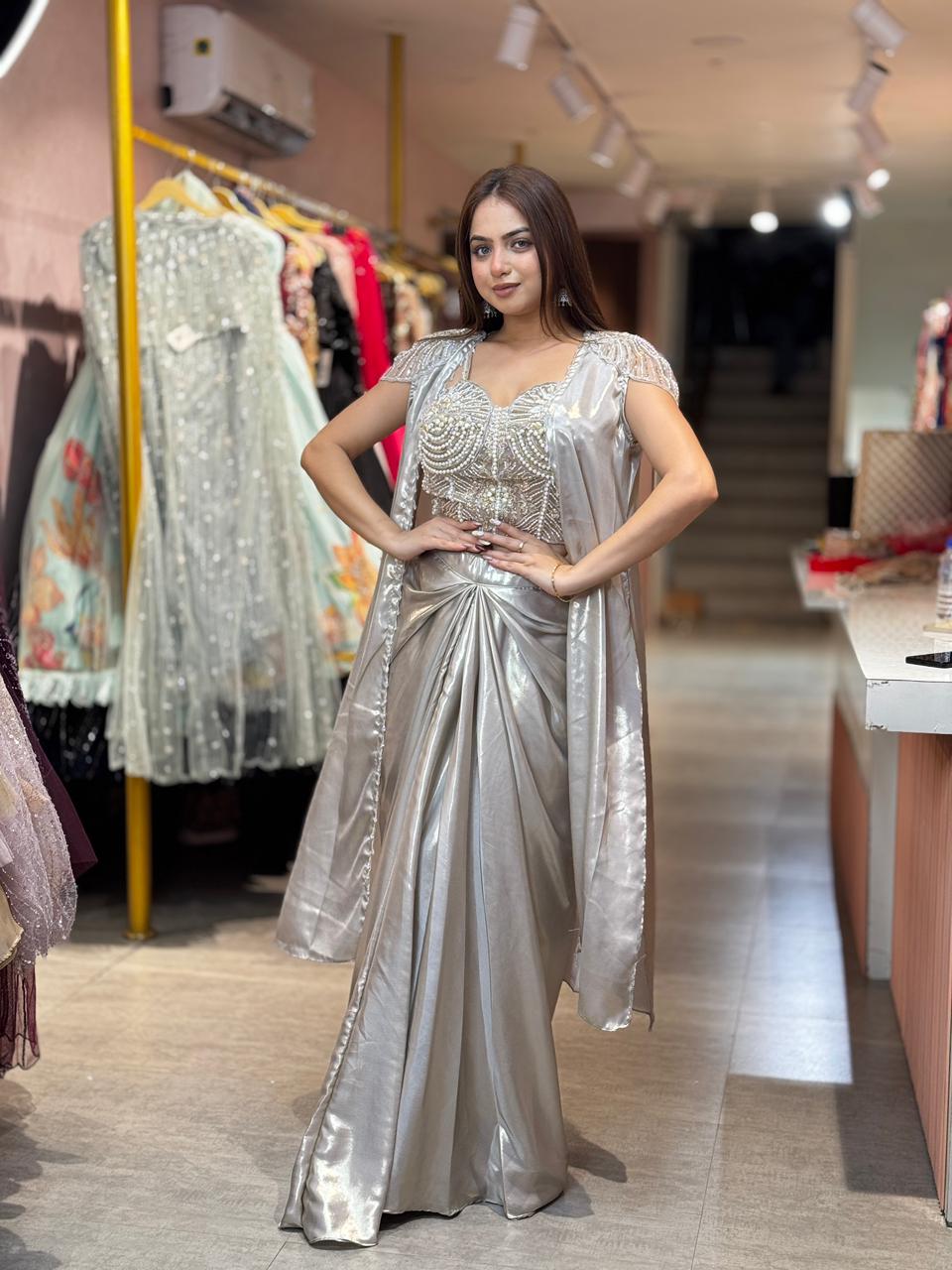 Moonlight Pearl Indo western set