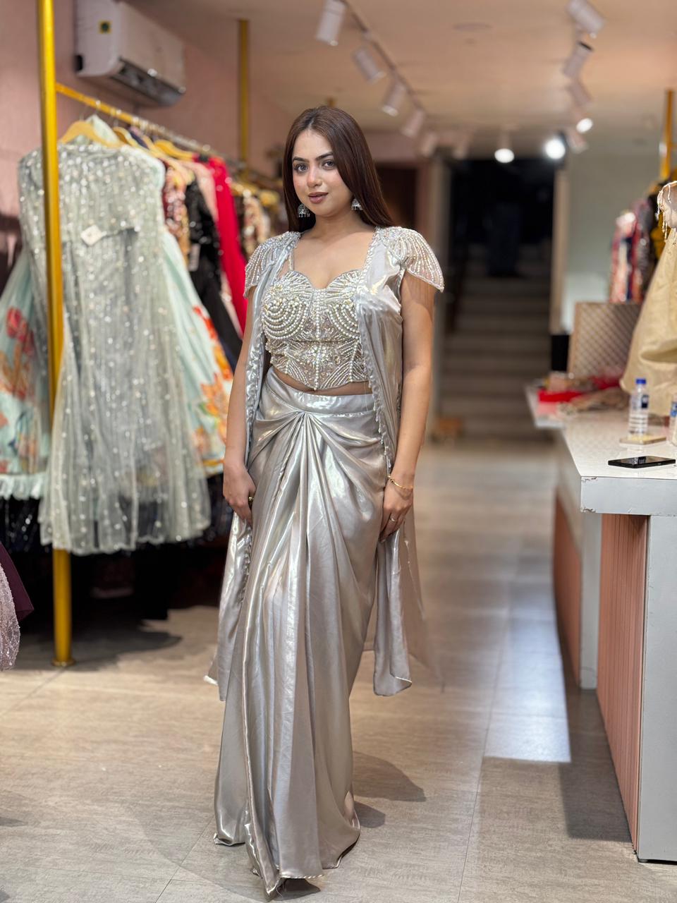 Moonlight Pearl Indo western set