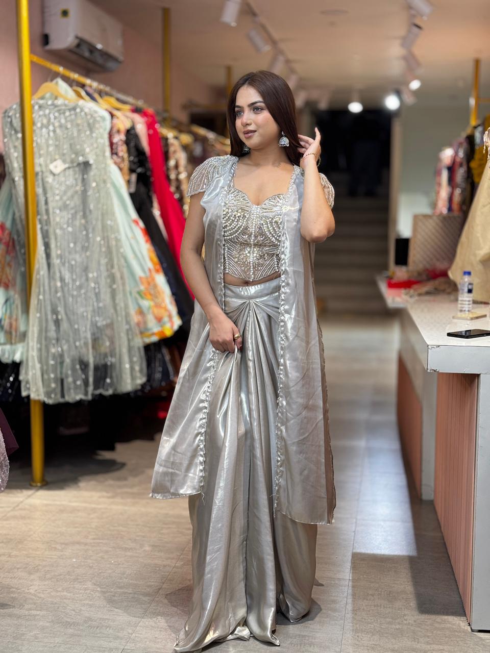 Moonlight Pearl Indo western set