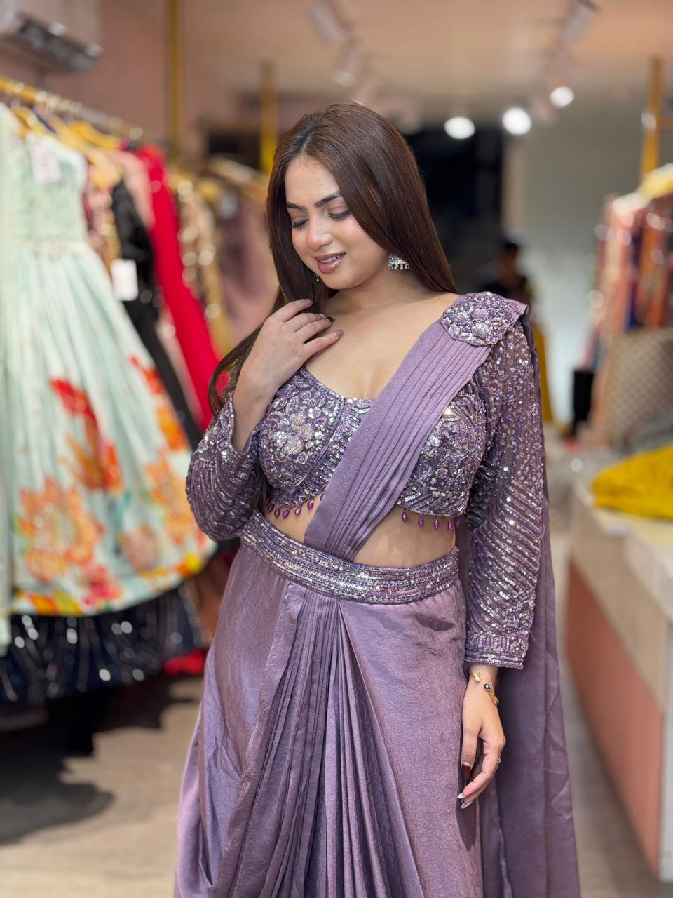 Luxe Shimmer Drape Skirt set