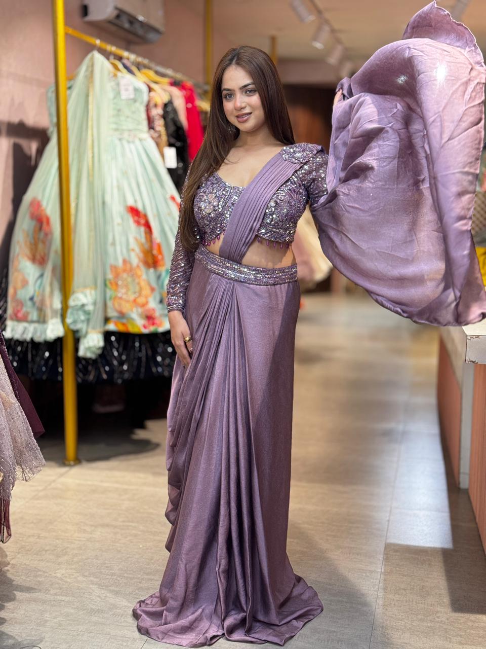 Luxe Shimmer Drape Skirt set