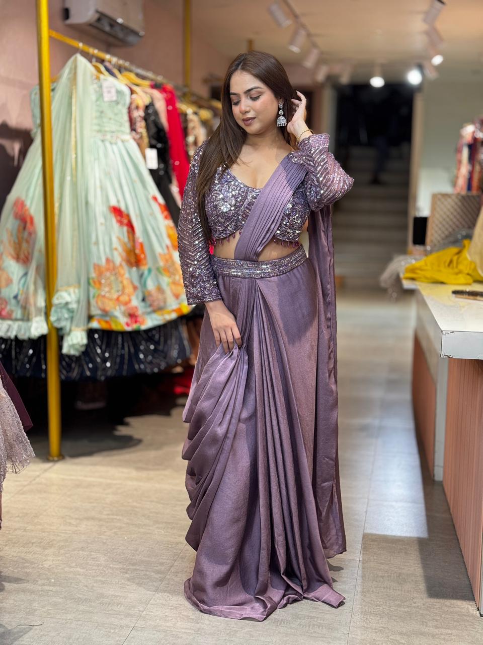 Luxe Shimmer Drape Skirt set