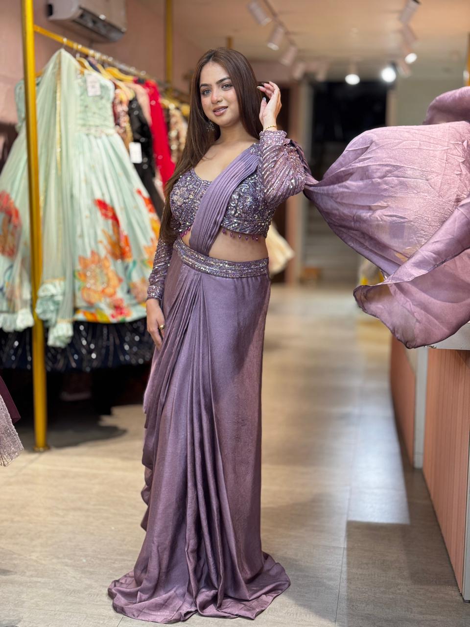 Luxe Shimmer Drape Skirt set