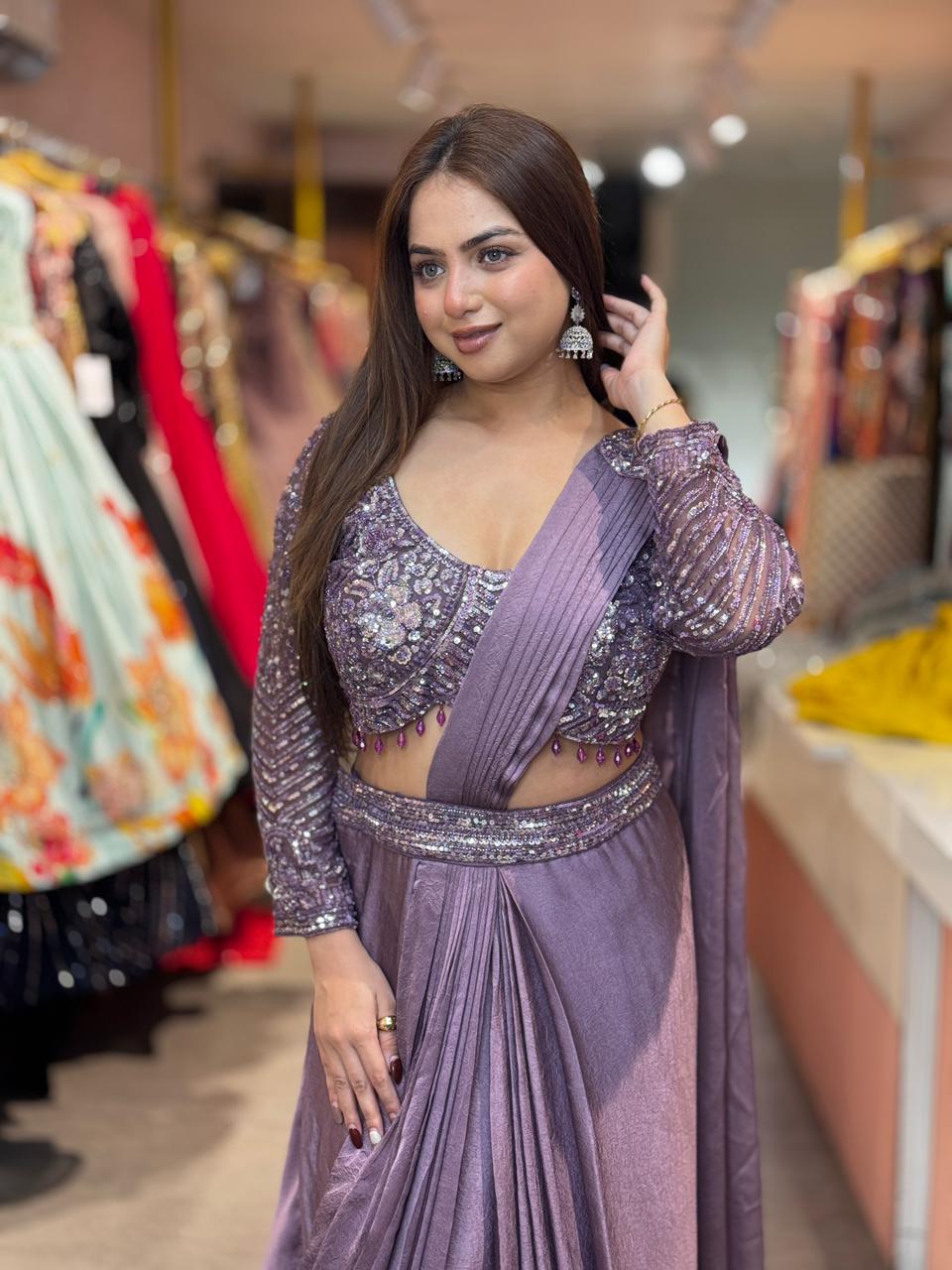 Luxe Shimmer Drape Skirt set