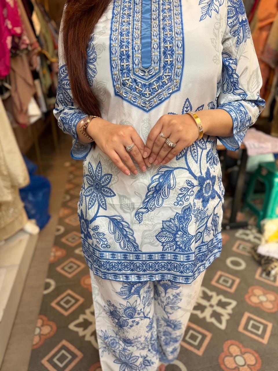 Azure Bloom Printed Co-Ord Set