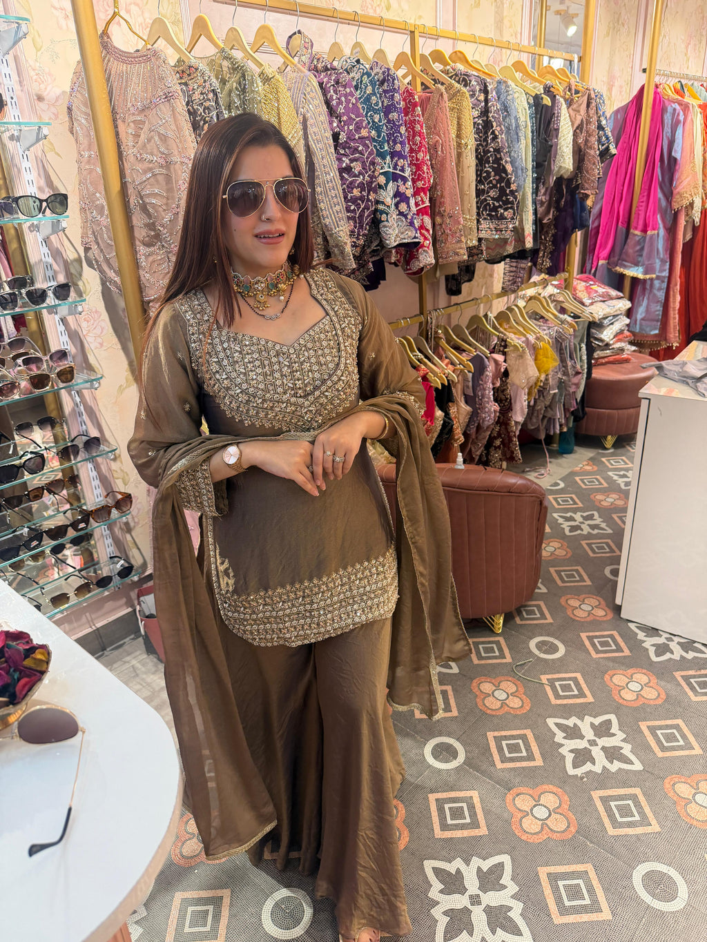 Hand-Embellished Kurta Sharara Set