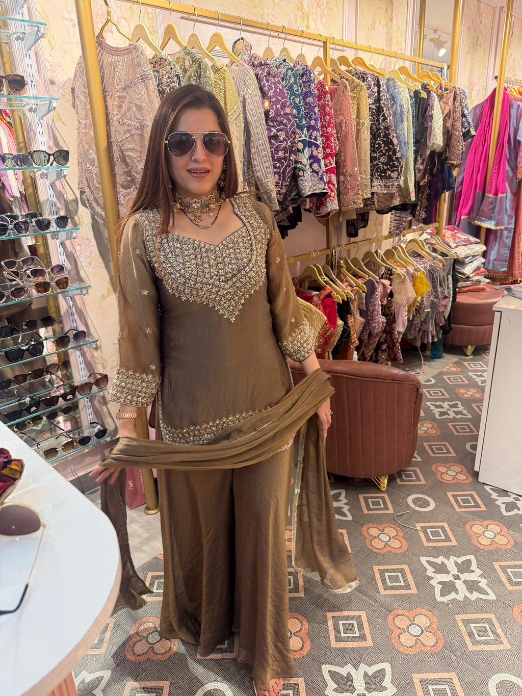 Hand-Embellished Kurta Sharara Set