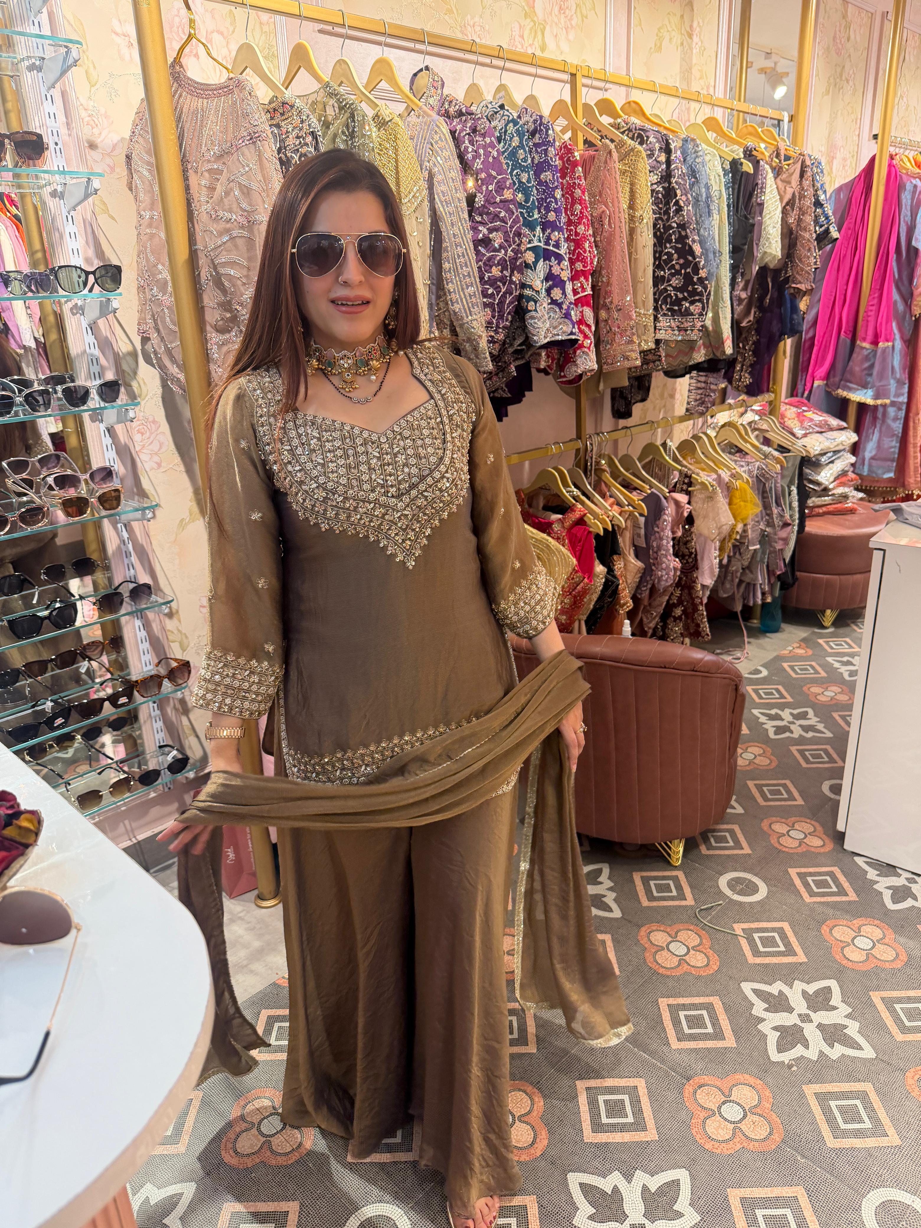 Hand-Embellished Kurta Sharara Set
