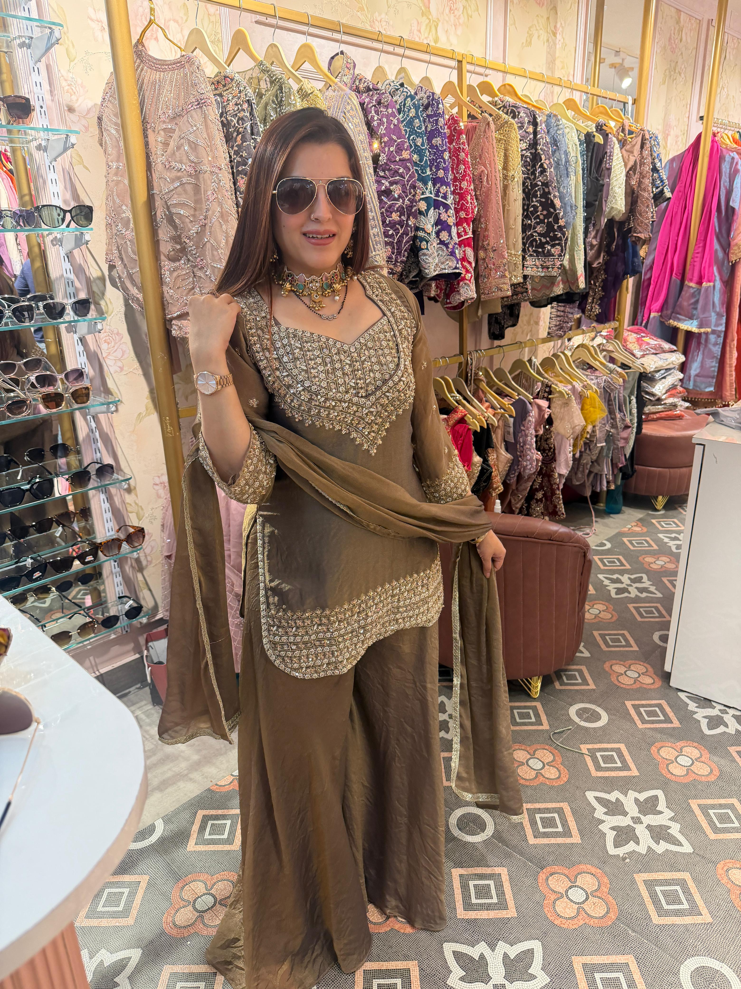 Hand-Embellished Kurta Sharara Set