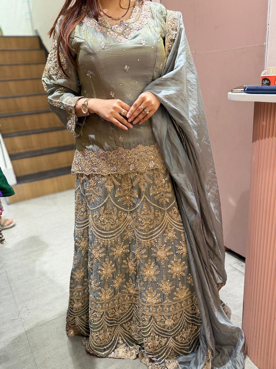 Mist  Embroidered Lehenga Set