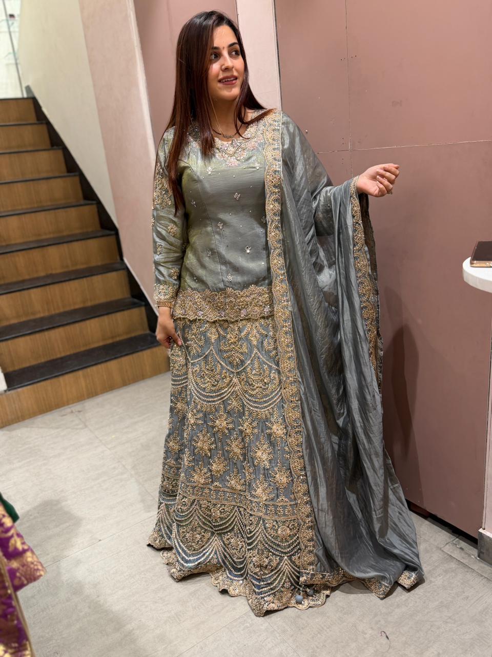 Mist  Embroidered Lehenga Set