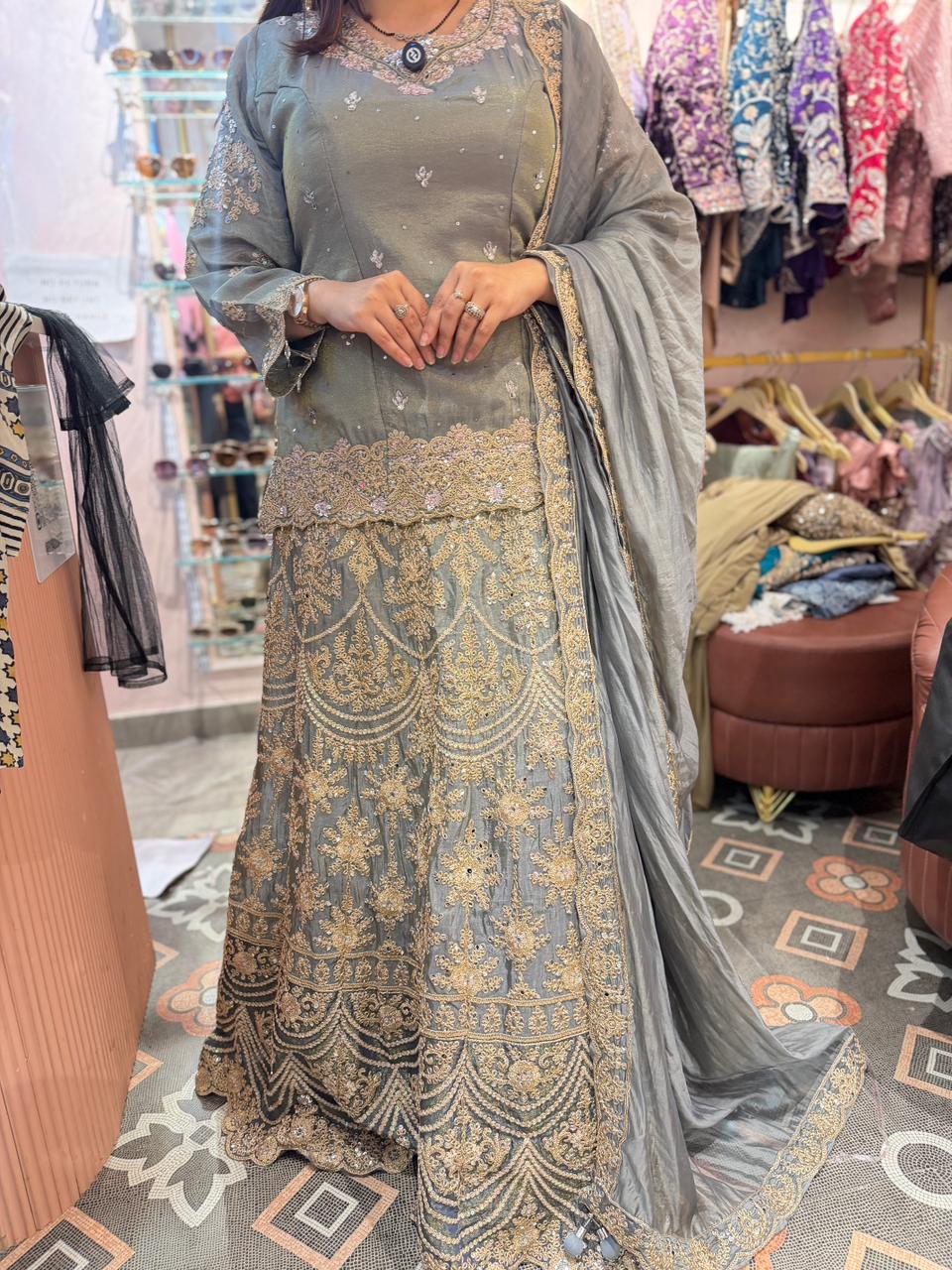 Mist  Embroidered Lehenga Set