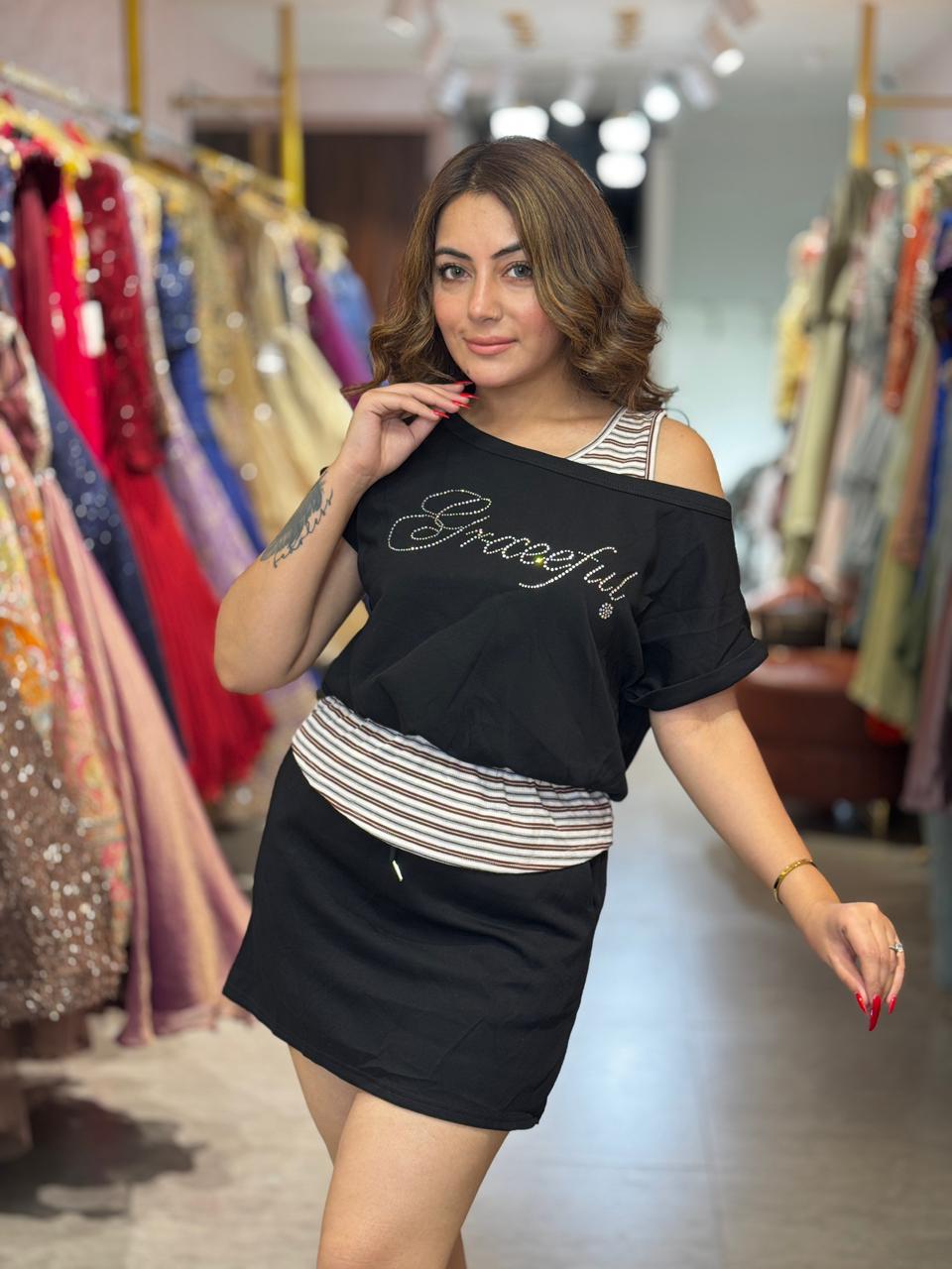Graceful One-Shoulder Co-Ord Set
