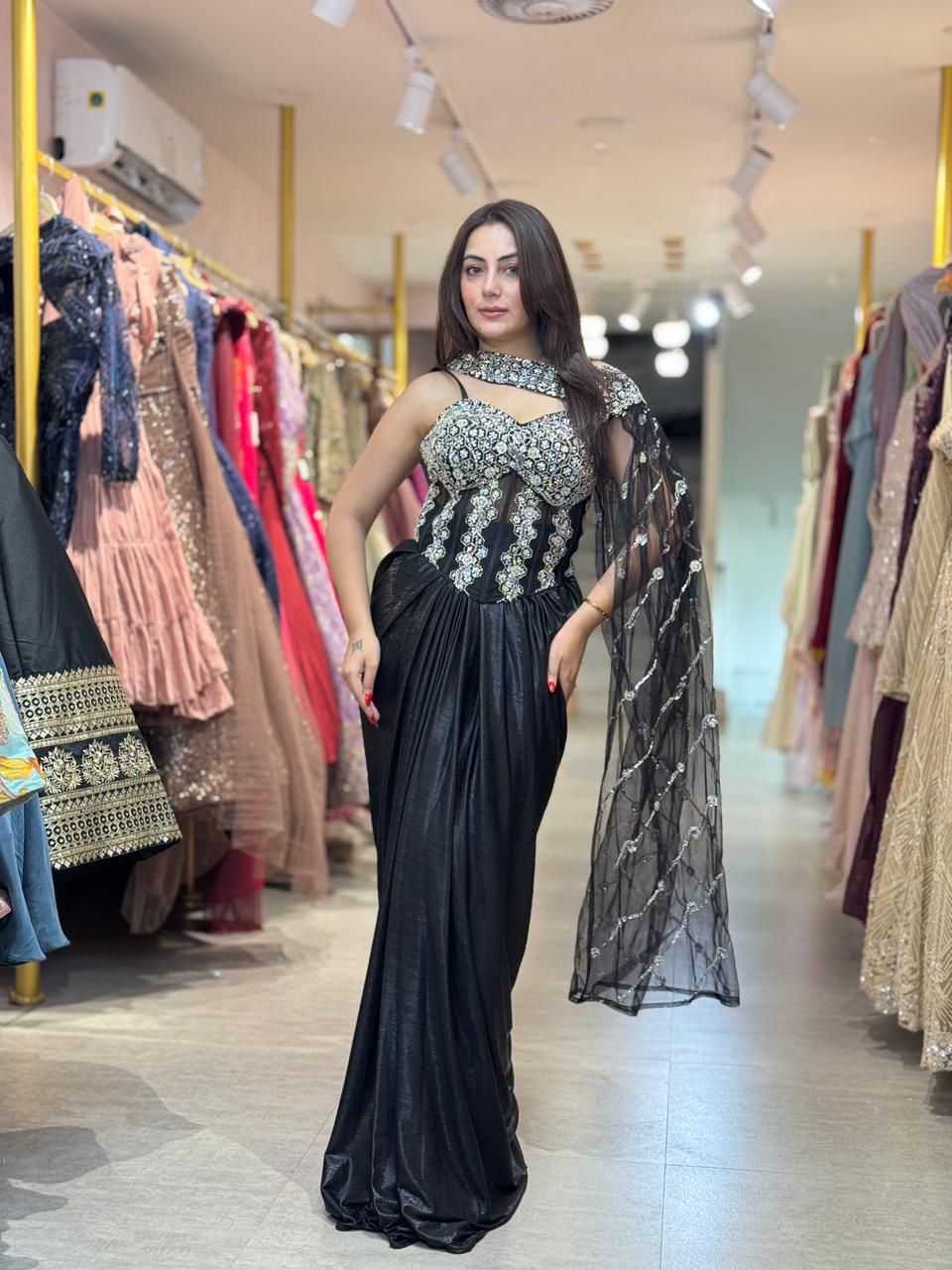 Noir Royale Embellished indo Western set