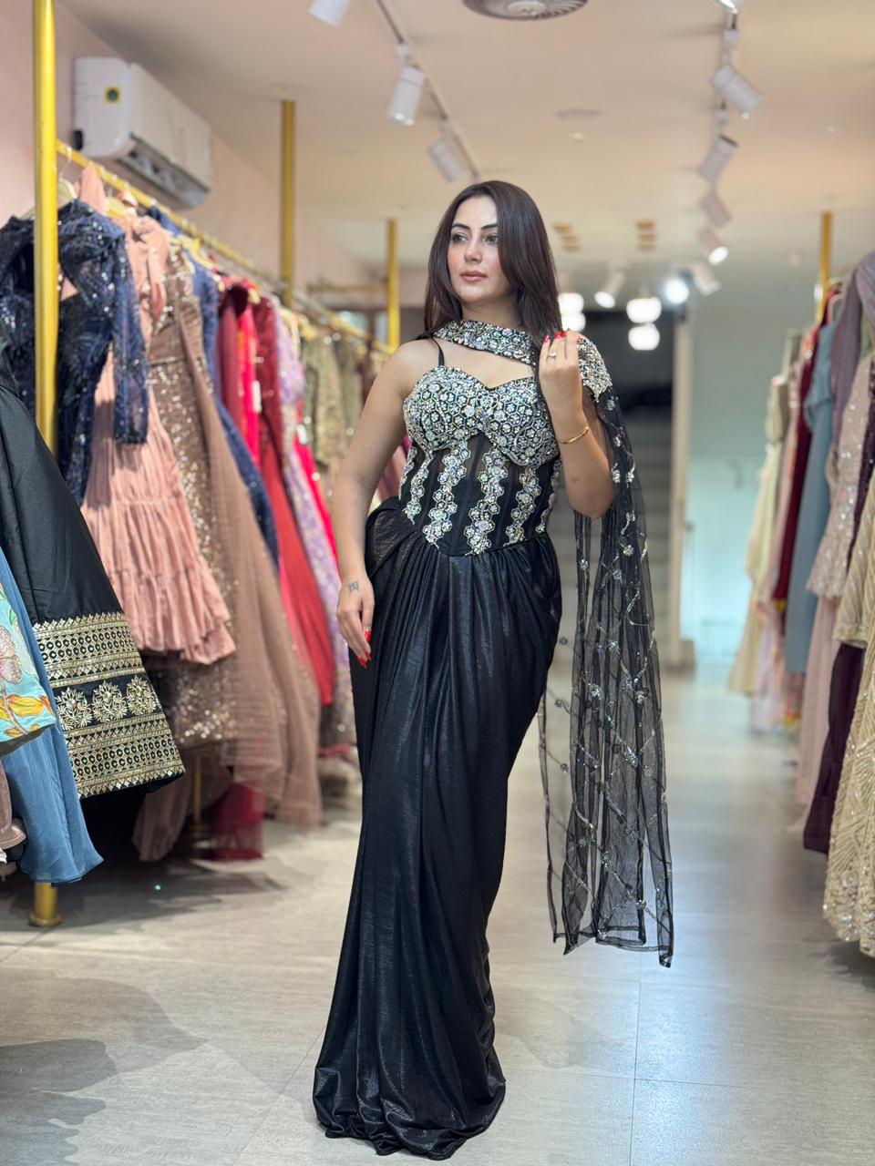 Noir Royale Embellished indo Western set
