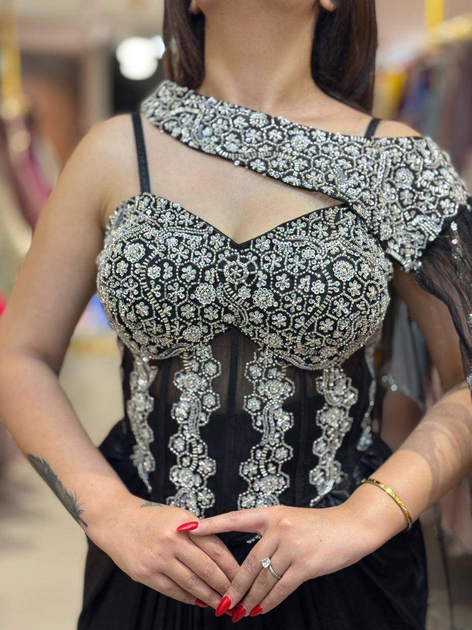 Noir Royale Embellished indo Western set