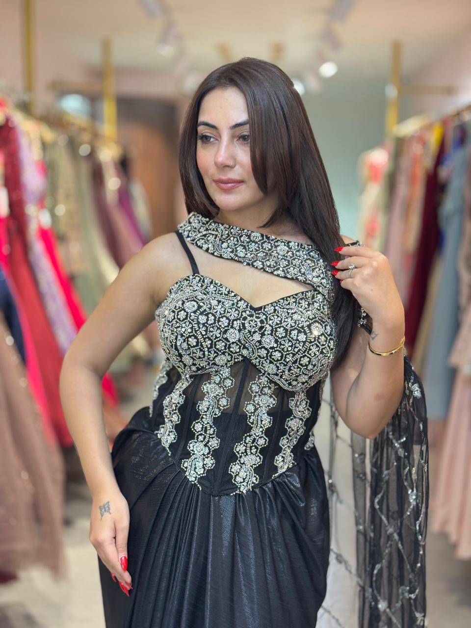 Noir Royale Embellished indo Western set