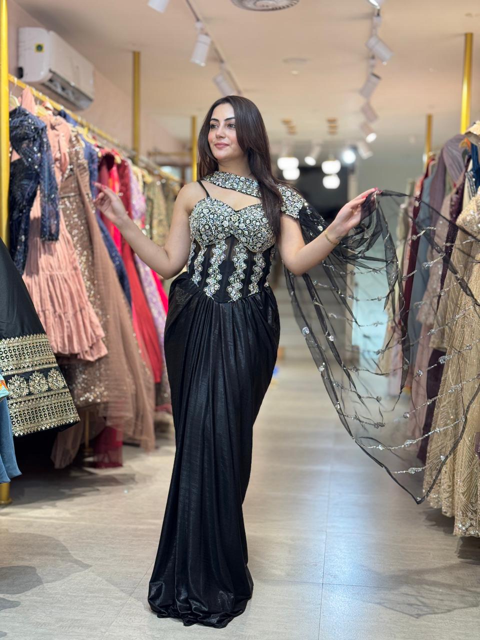 Noir Royale Embellished indo Western set