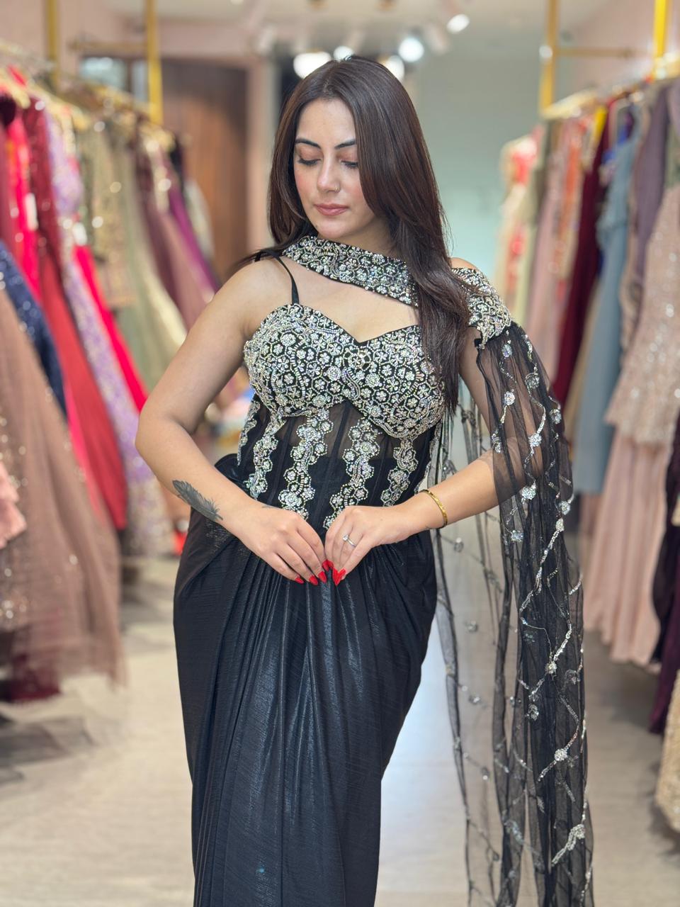 Noir Royale Embellished indo Western set