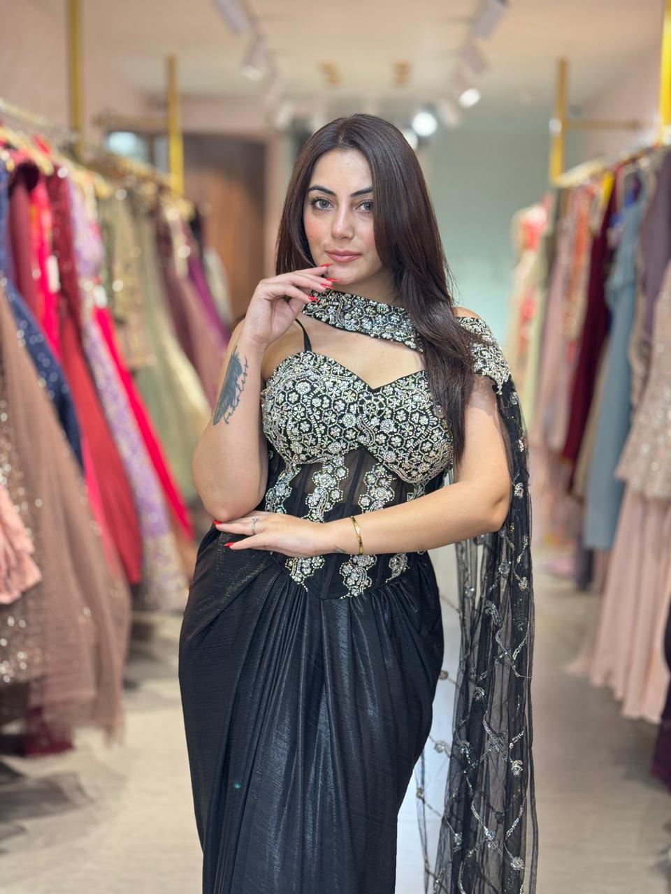 Noir Royale Embellished indo Western set