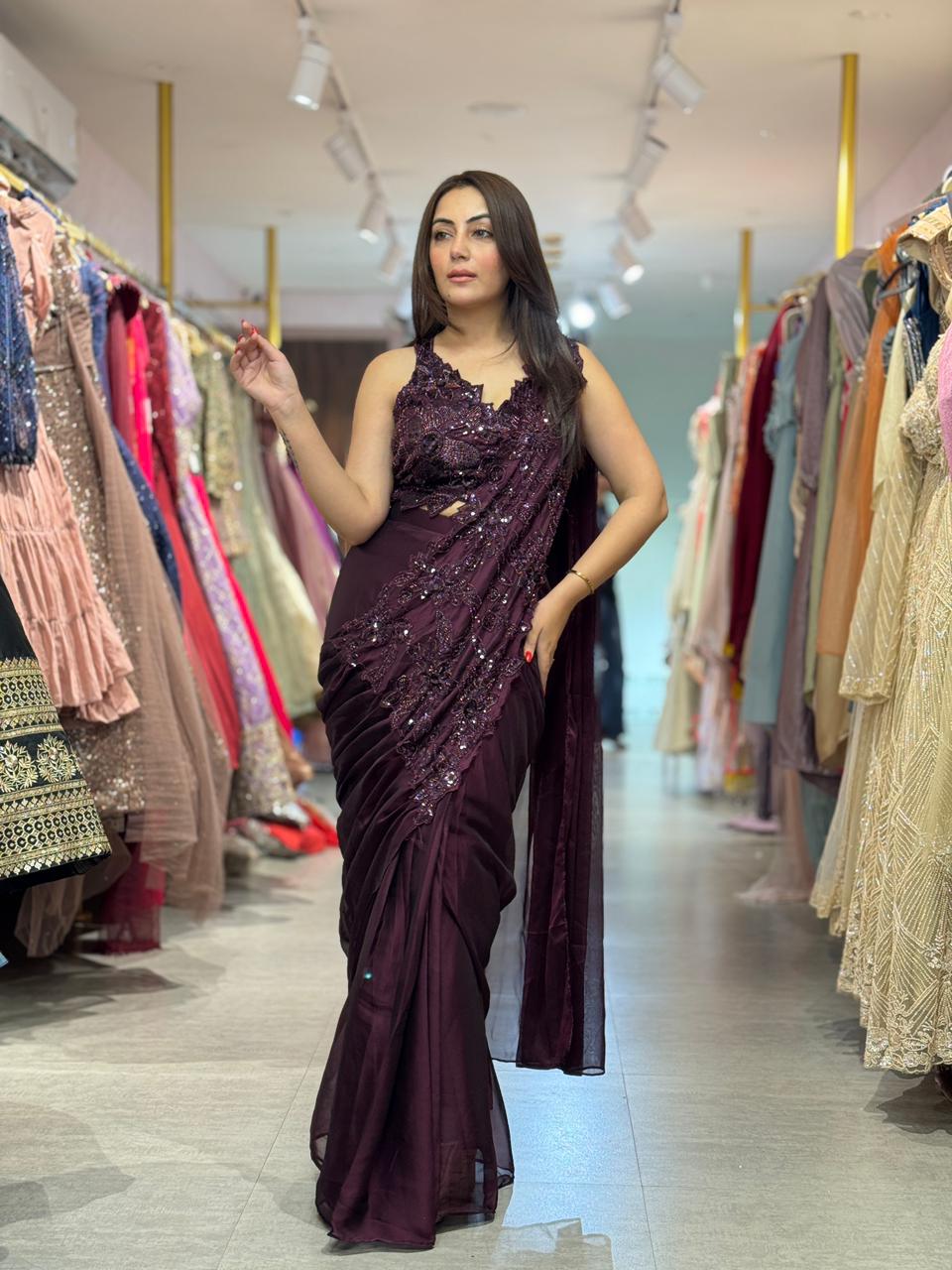 Paly  Embellished Designer Saree