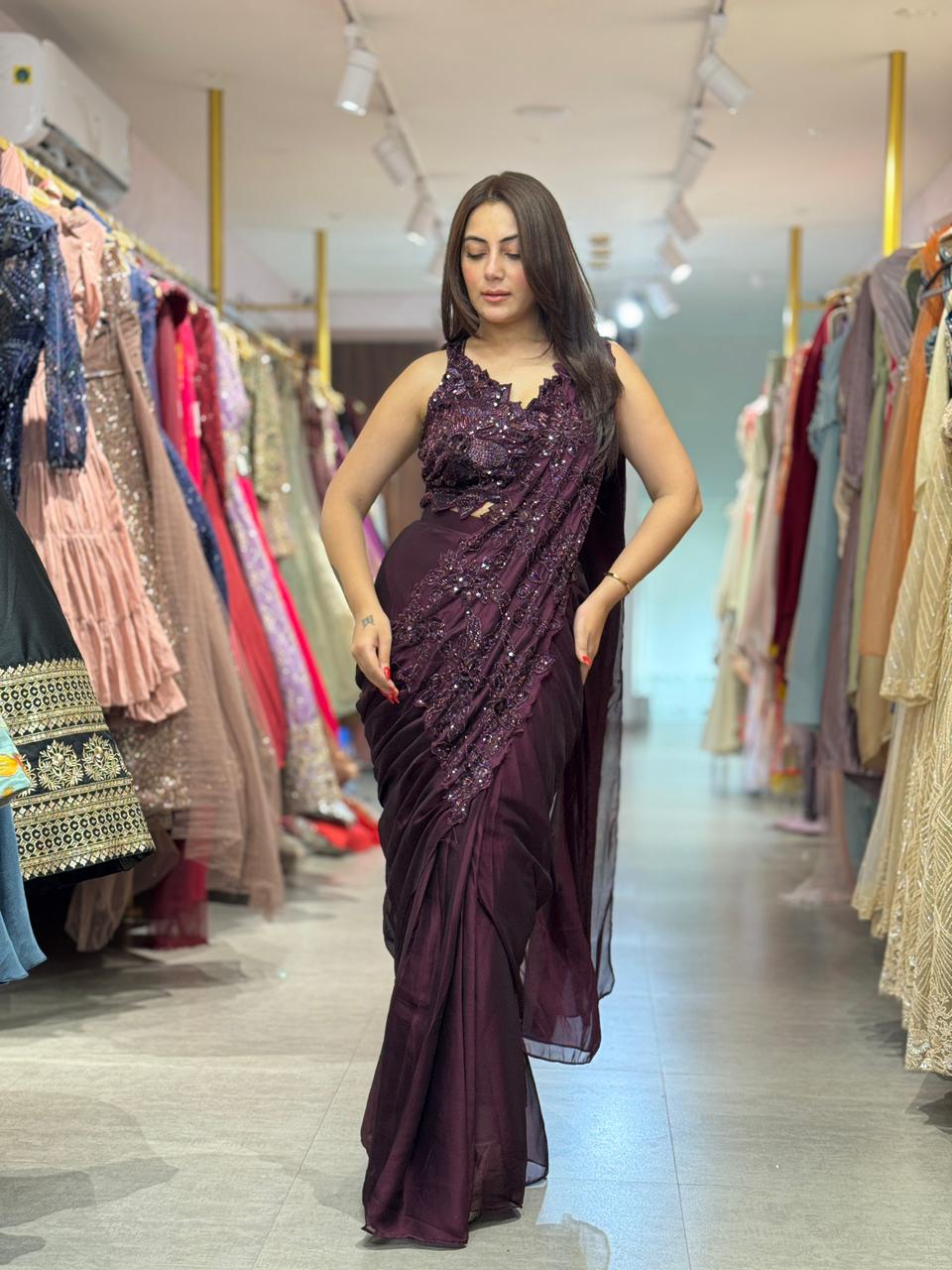 Paly  Embellished Designer Saree