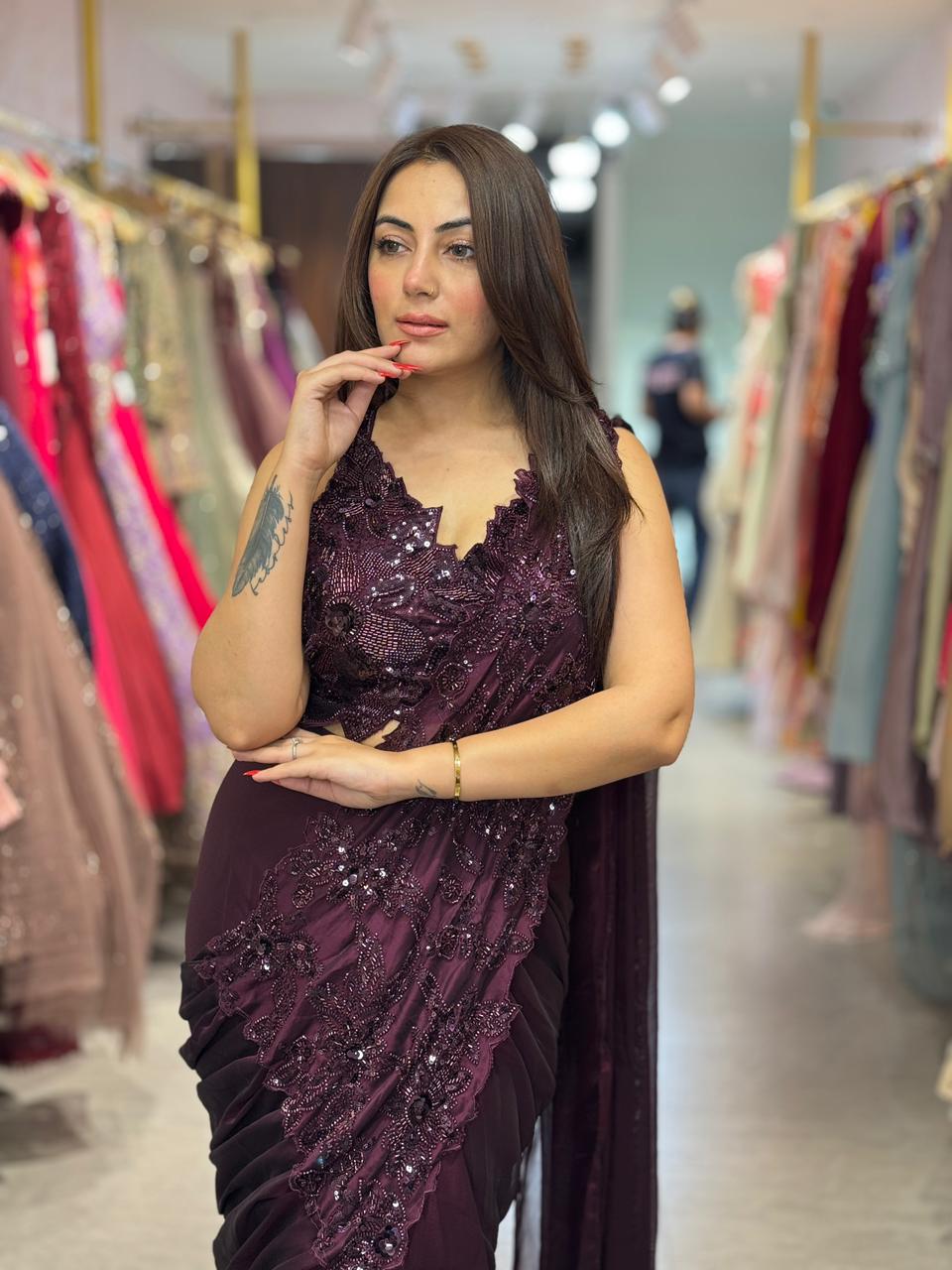 Paly  Embellished Designer Saree