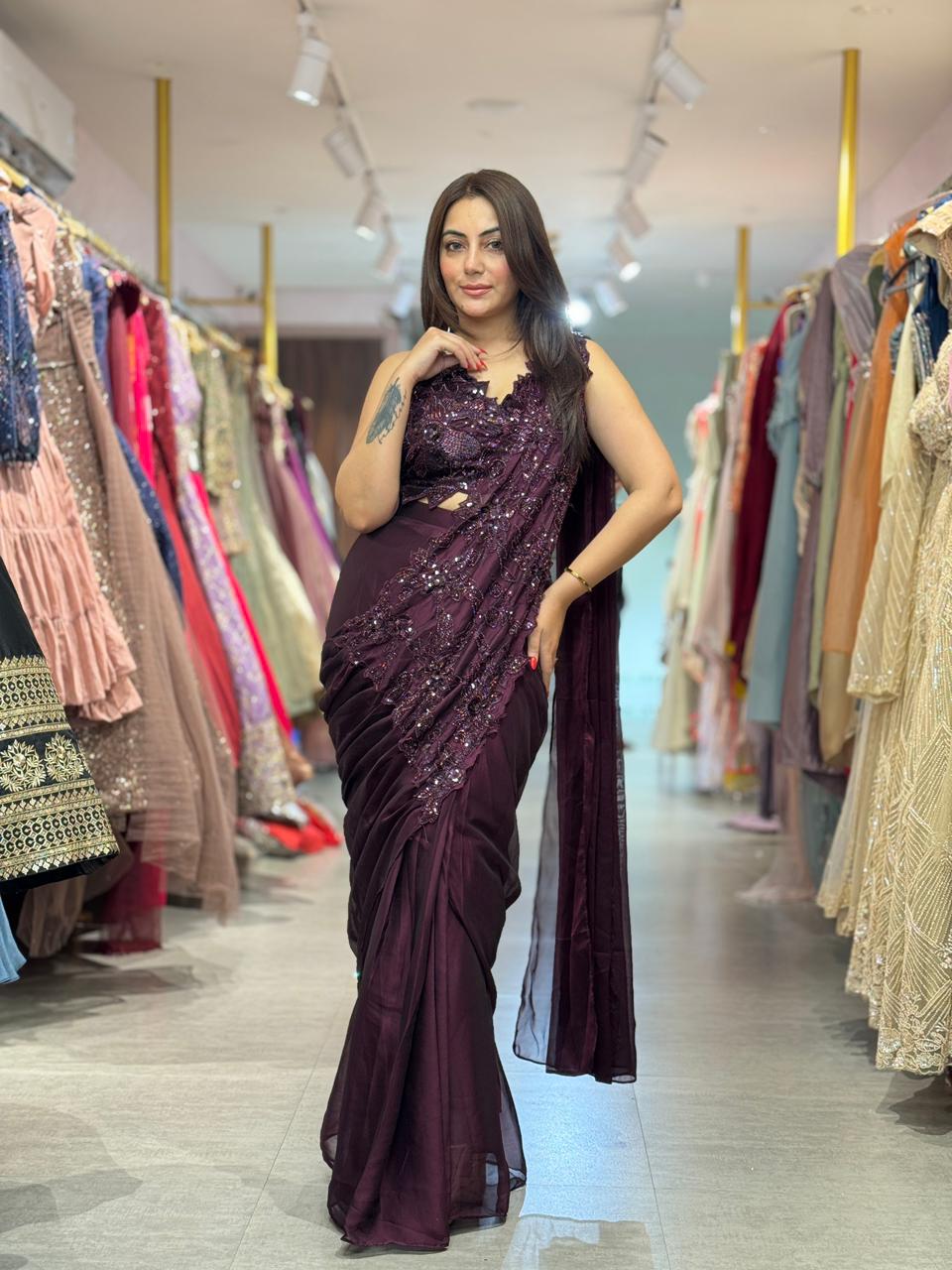 Paly  Embellished Designer Saree