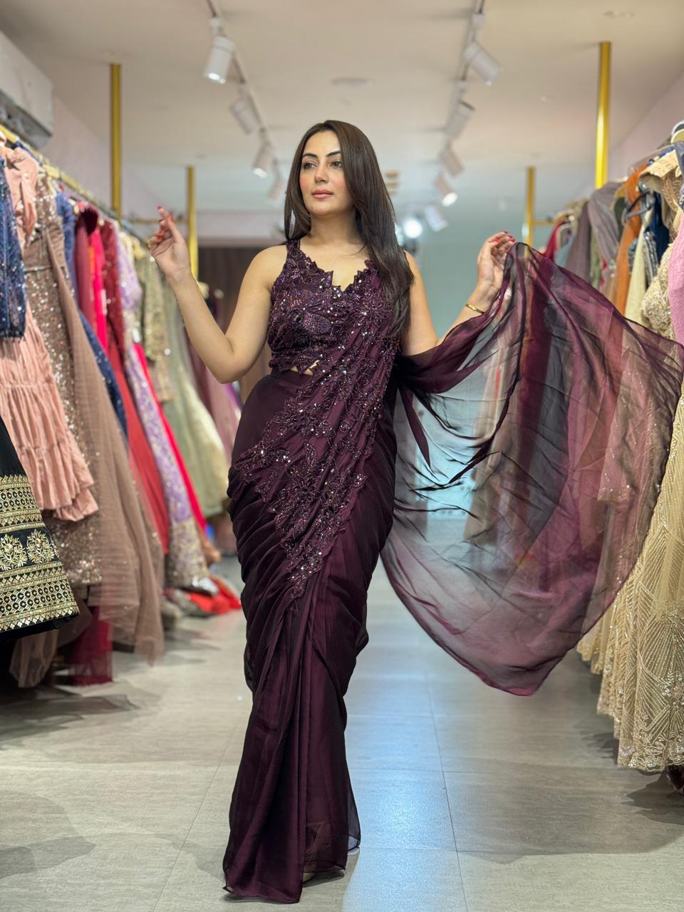 Paly  Embellished Designer Saree