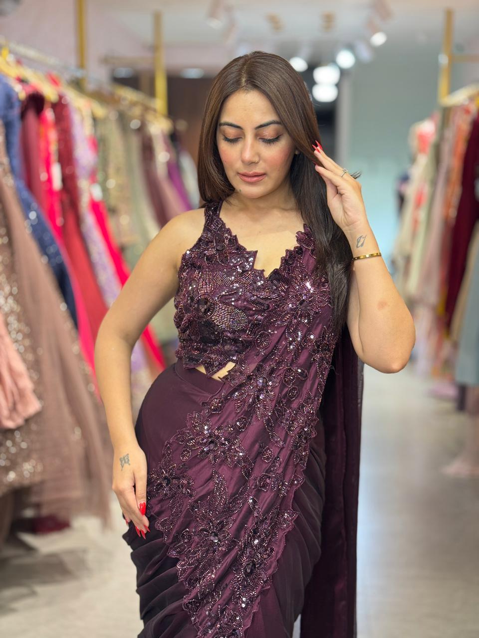 Paly  Embellished Designer Saree