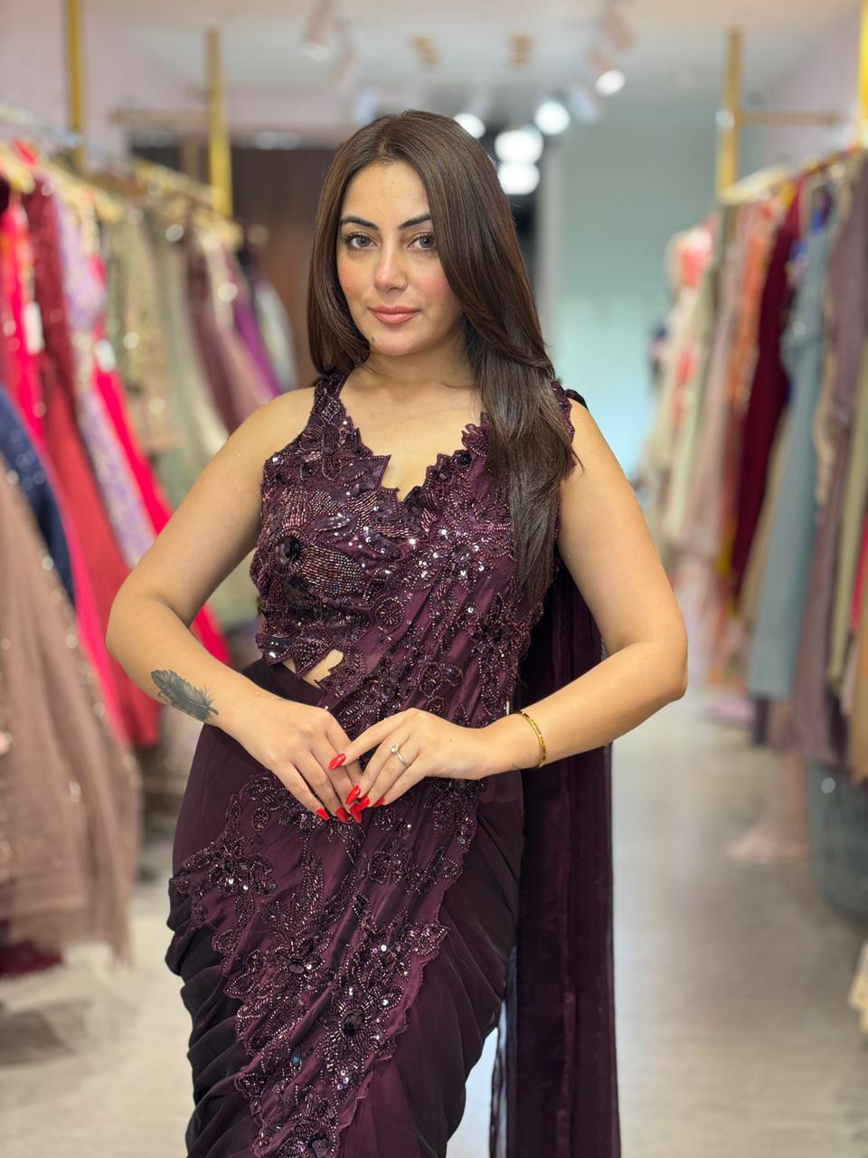 Paly  Embellished Designer Saree