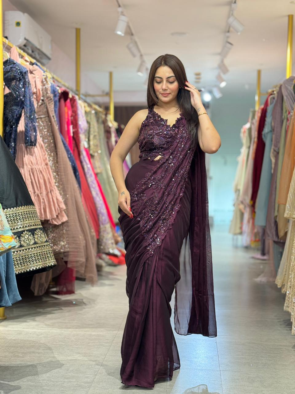 Paly  Embellished Designer Saree