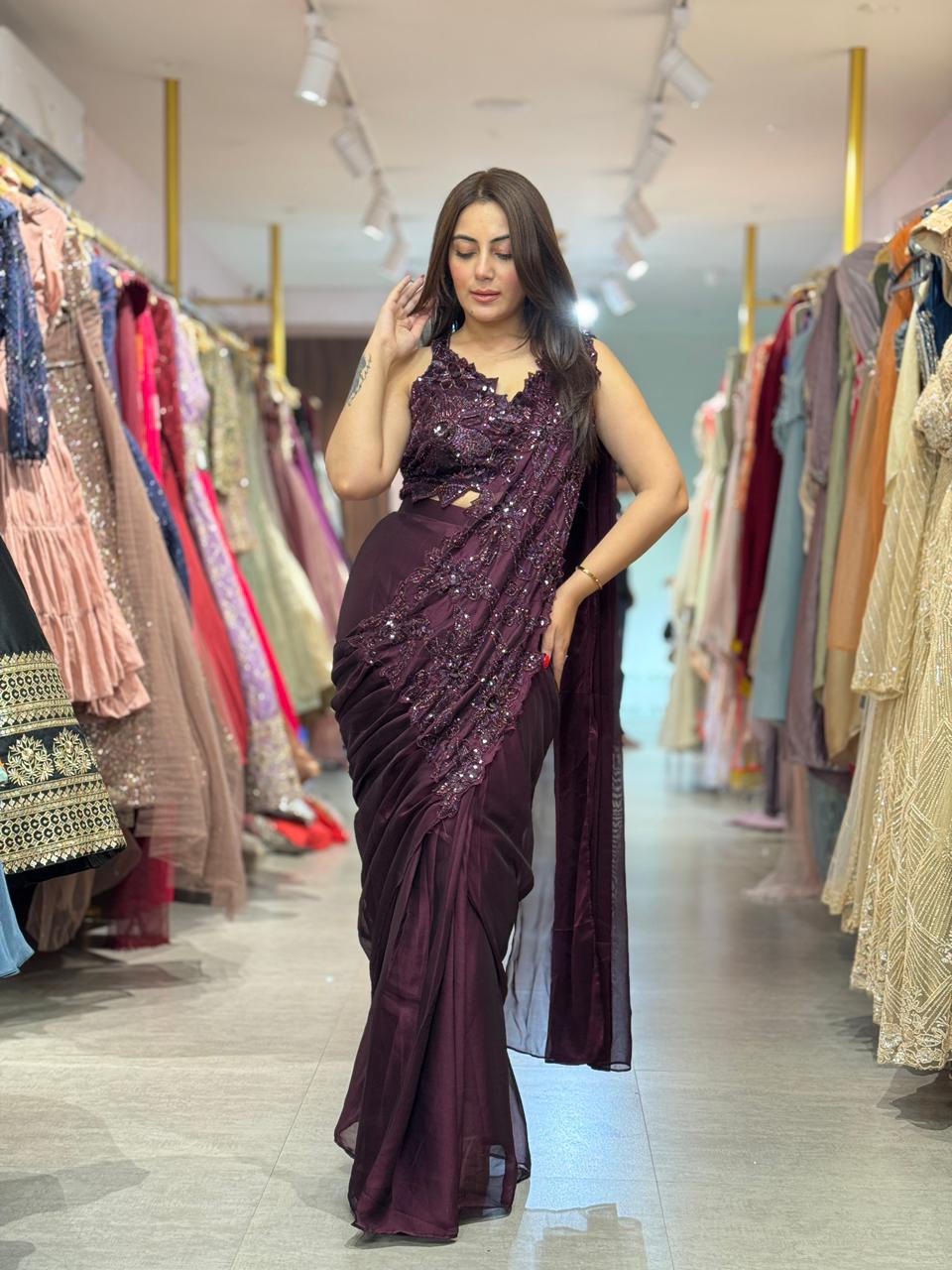 Paly  Embellished Designer Saree