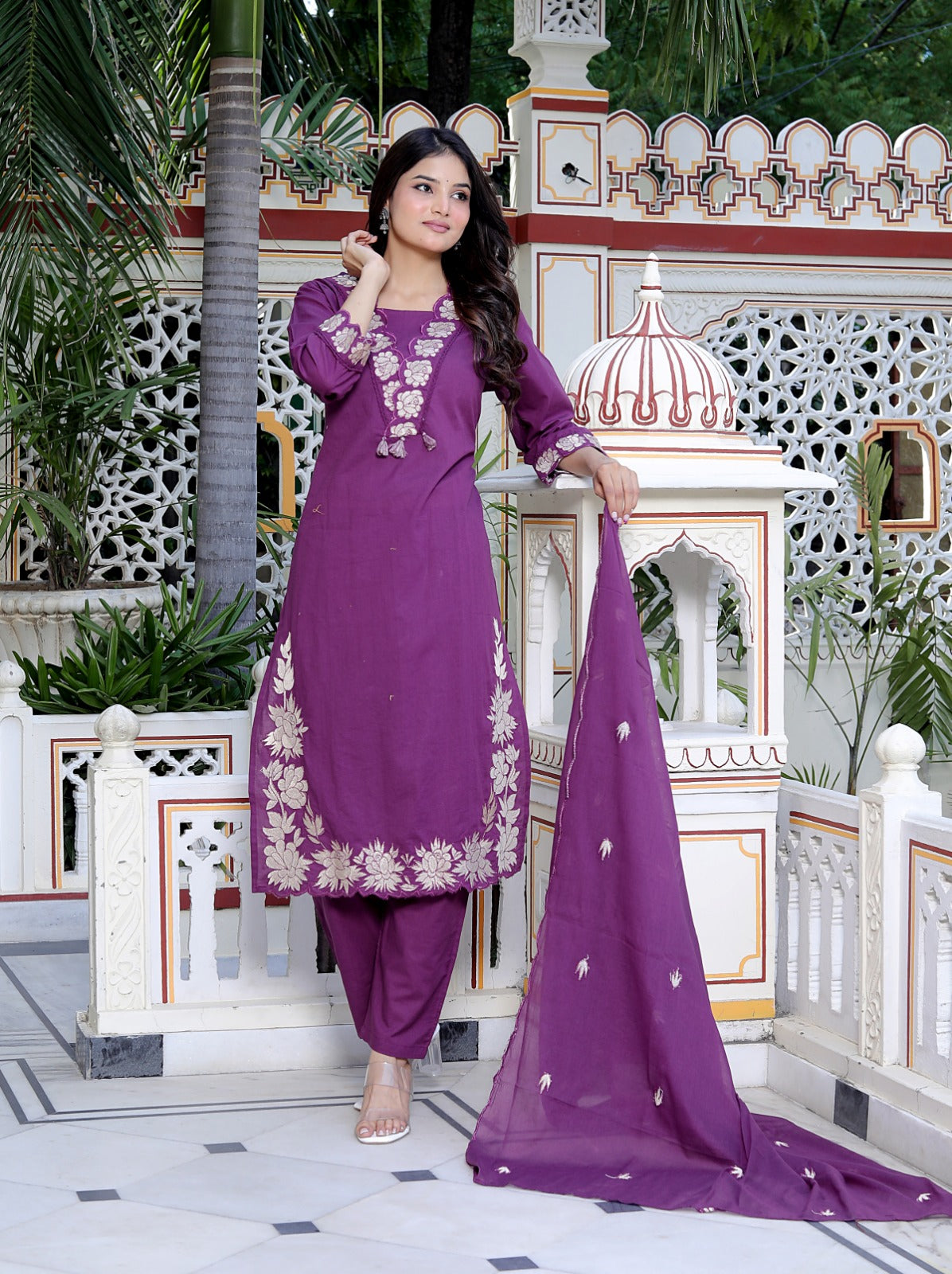 Royal Bloom Embroidered Kurta Set with Dupatta