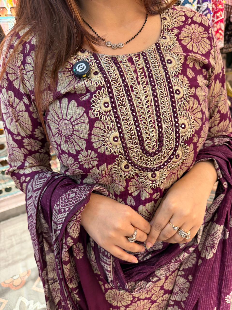 Royal Orchid Printed Kurta Set