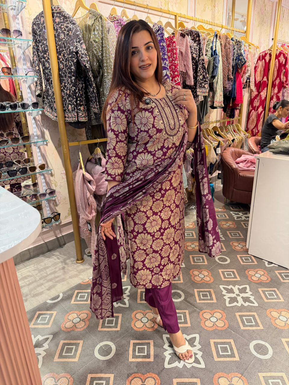 Royal Orchid Printed Kurta Set