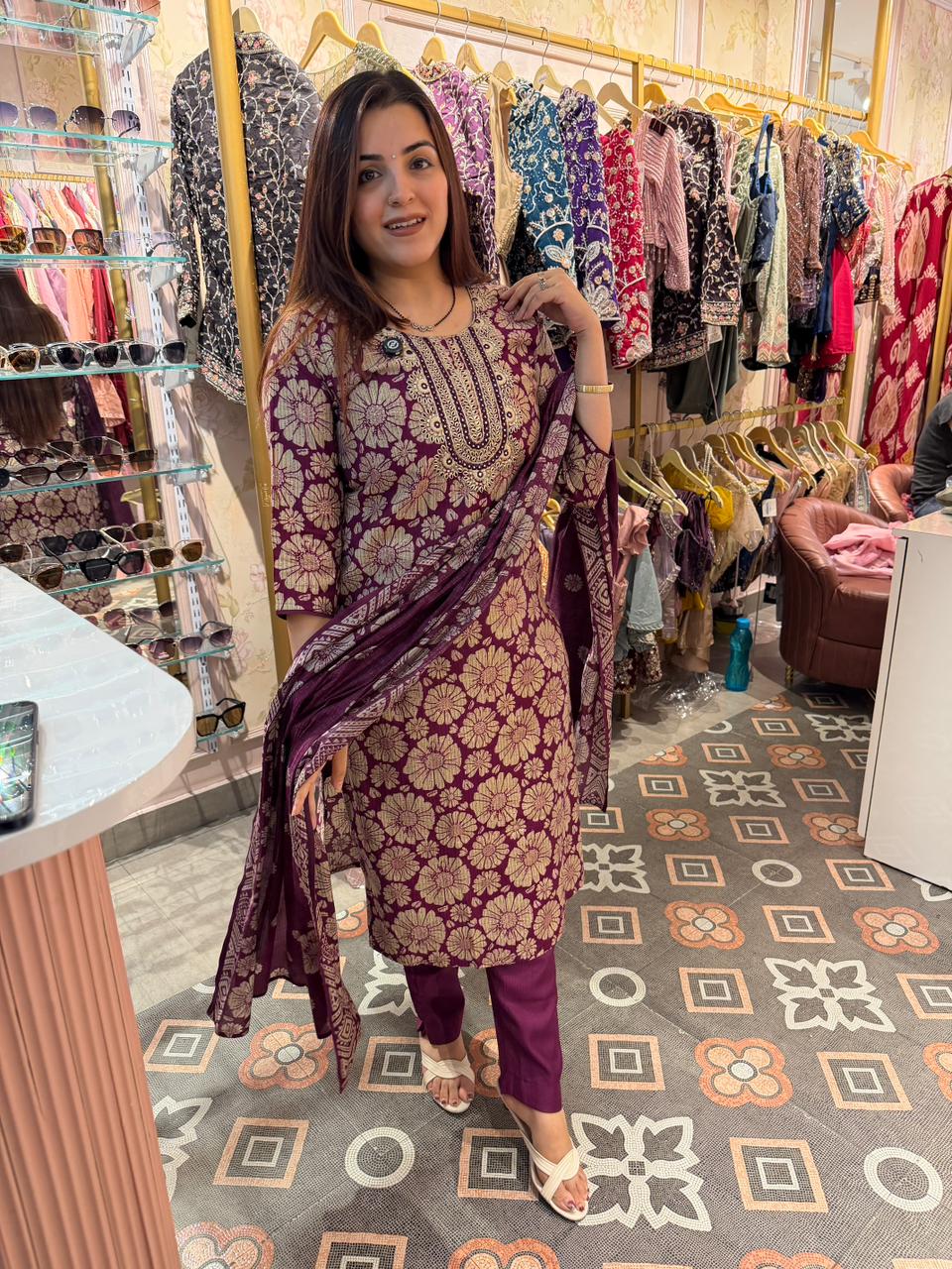 Royal Orchid Printed Kurta Set