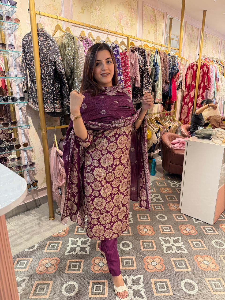 Royal Orchid Printed Kurta Set