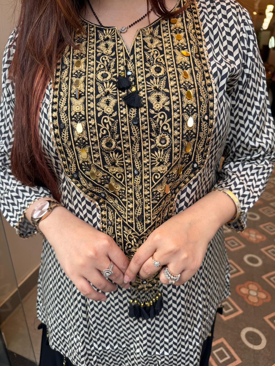 Noir Gold Embroidered Co-ord Set
