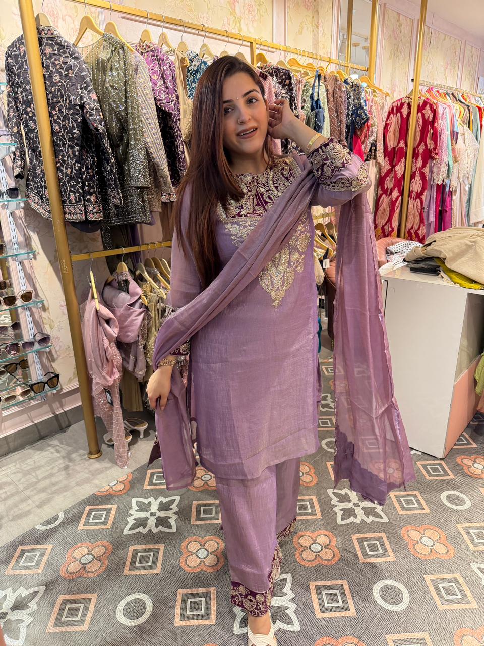 Lilac Noor Embroidered Suit Set